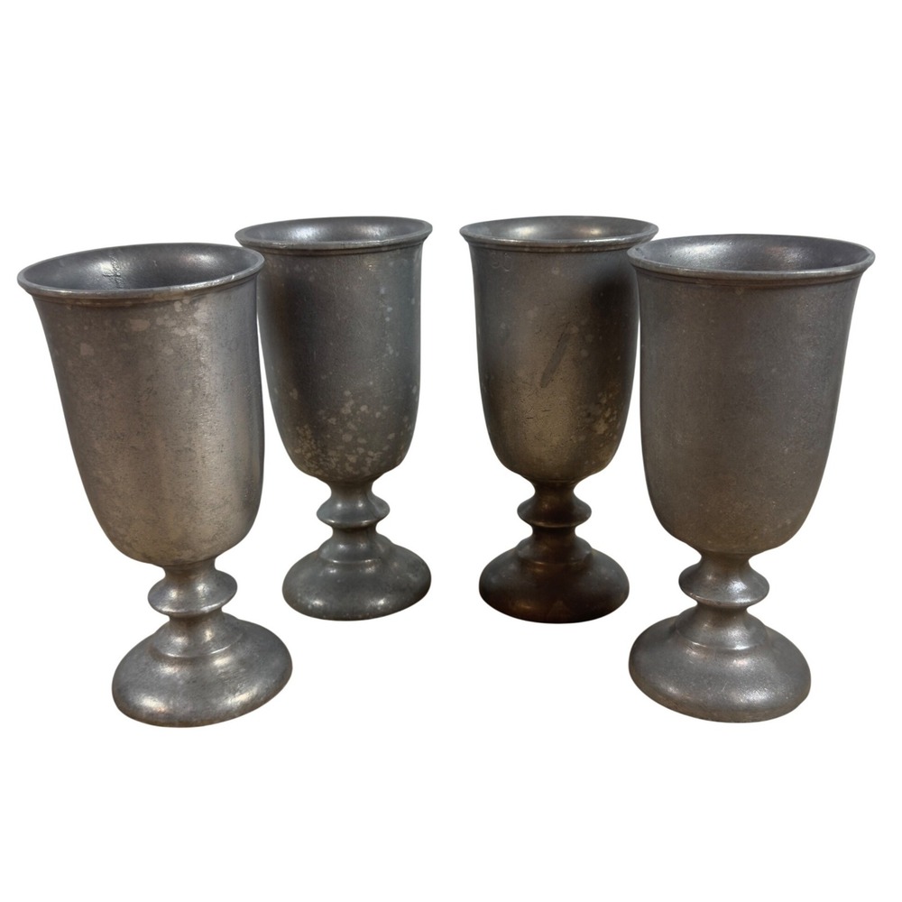 Vintage Wilton RWP Pewter Goblets Set of 4 Silver Metal Chalices